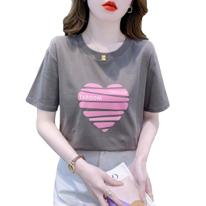 RM14172#小个子夏季新款 t恤休闲时尚显瘦上衣打底印花圆领减龄短袖