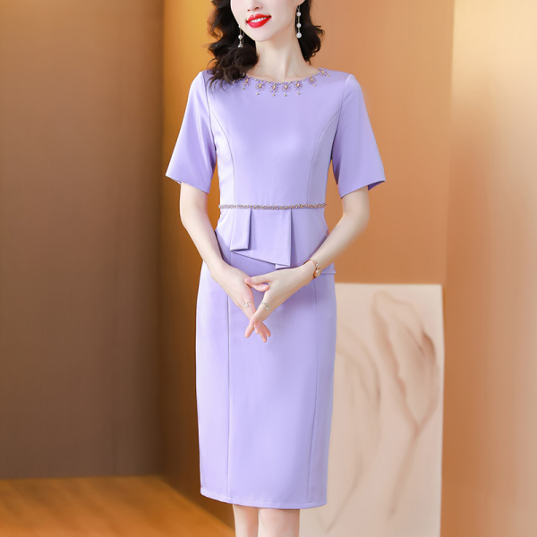 RM11399#宴会气质晚礼服裙女2023新款高端轻奢小众聚会紫色妈妈装平...