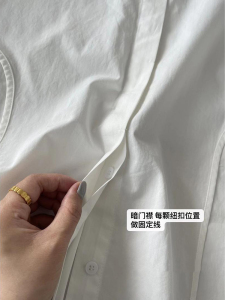 TR30519# 防晒白色长袖衬衫女夏外套设计感小众高级感衬衣宽松别致上衣春秋