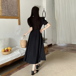RM12930#夏季新款赫本风连衣裙女中长款法式气质显瘦黑色裙子