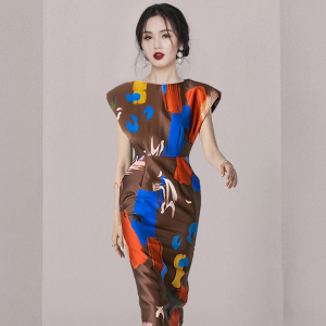 RM19832#夏季新款韩版时尚气质优雅显瘦高端大气优雅印花长裙连衣裙