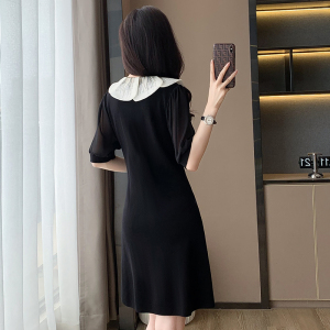 RM12969#黑色连衣裙女高级感2023春夏新款中袖气质小黑裙