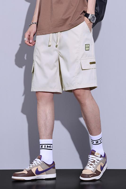 實拍冰絲工裝短褲男夏季薄冰感透氣休閑五分褲百搭寬松韓版ins潮