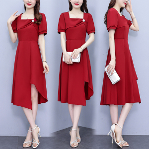 TR29210# 大码女装连衣裙夏季新款红色中长款气质修身显瘦裙子 服装批发女装批发服饰货源