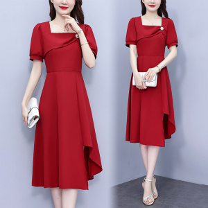 TR29210# 大码女装连衣裙夏季新款红色中长款气质修身显瘦裙子 服装批发女装批发服饰货源