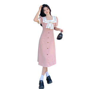 RM11320#大码微胖女生法式蝴蝶结显瘦连衣裙设计感胖mm梨型身材裙子