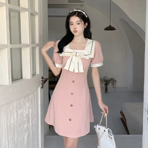 RM11320#大码微胖女生法式蝴蝶结显瘦连衣裙设计感胖mm梨型身材裙子
