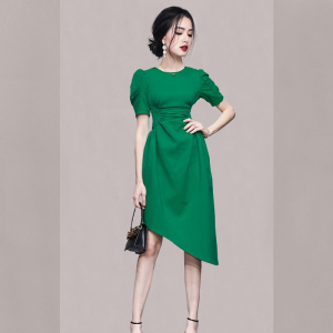 RM11860#夏季新款时尚高级感修身显瘦不规则设计感气质淑女中长连衣裙
