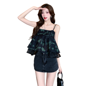 TR32182# 韩版法式复古设计感娃娃款洋气抹胸露背吊带上衣 服装批发女装批发服饰货源
