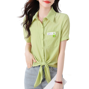 RM11585#夏季新款韩版polo领短袖衬衫上衣女设计感小众漂亮小衫