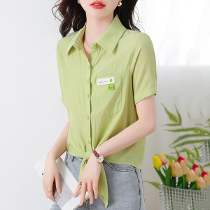 RM11585#夏季新款韩版polo领短袖衬衫上衣女设计感小众漂亮小衫