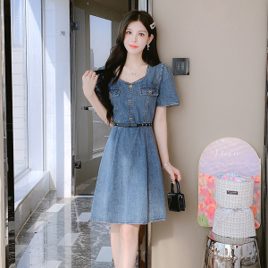 RM12818#夏季韩版复古收腰气质连衣裙子