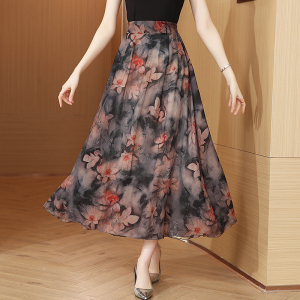RM15472#春夏季女2023新款雪纺碎花度假风印花沙滩裙中长裙半身裙