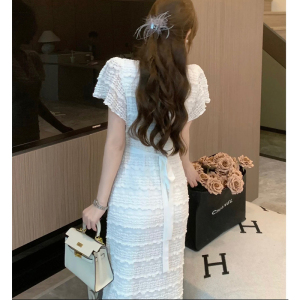 RM13140#夏季新款女时尚气质高级感女神约会蕾丝茶歇法式连衣裙 A-215