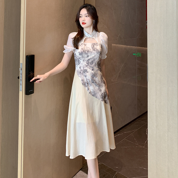 RM17745#新中式改良旗袍连衣裙夏季茶歇高级感轻国风气质长款裙子