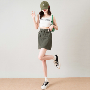 RM11133#高街牛仔短裙女2022年夏季新款韩版显瘦A字工装半身裙