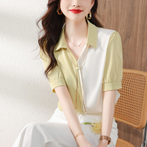 RM11453#夏季新款韩版宽洋气V领短袖雪纺衬衫上衣女气质漂亮小衫潮