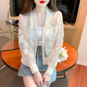 RM11237#夏季新款韩版休闲法式防晒衣夹克重工镂空蕾丝小香风外套女