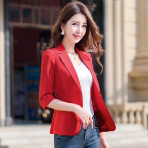 RM11297#高级感炸街西装外套女2023年春夏韩版小个子半袖条纹西服宽松上衣