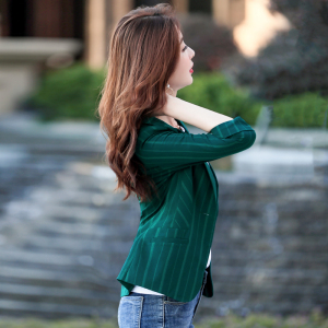 RM11297#高级感炸街西装外套女2023年春夏韩版小个子半袖条纹西服宽松上衣
