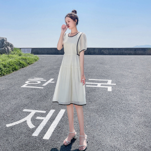 TR31839# 白色连衣裙女夏季新款短袖宽松显瘦高级感温柔风气质裙子