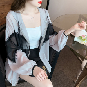 RM15887#蕾丝拼接薄款连帽防晒衣外套女设计师夏季超仙防晒服开衫上衣