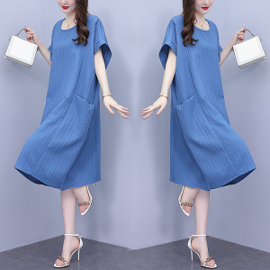 RM12375#大码女装2023年夏季新款时尚宽松显瘦连衣裙减龄遮肚子气质裙子