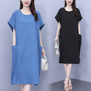 RM12375#大码女装2023年夏季新款时尚宽松显瘦连衣裙减龄遮肚子气质裙子