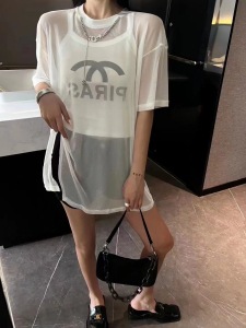 TR32541# 春夏新款时尚休闲套装韩版显瘦网纱短袖T恤 服装批发女装批发服饰货源