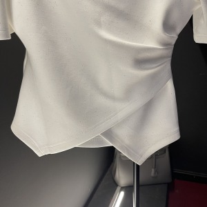 TR29902# 夏季满天星系列小众设计感烫钻肩带收腰显瘦白色T恤 服装批发女装服饰货源