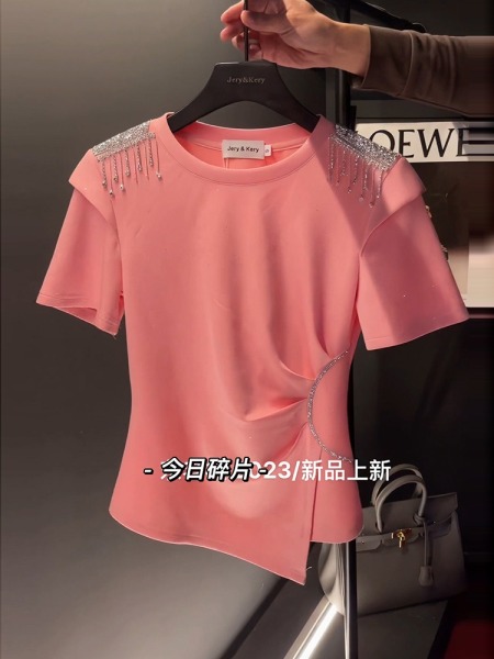 RM11924#韩版高端大牌t恤女2023夏季新款时尚小个子洋气上衣轻熟法...