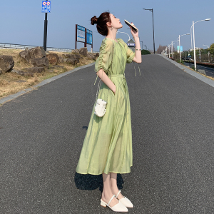 RM11839#裙子女夏季2023年新款法式天丝连衣裙惊艳高级感纯色显瘦温柔长裙