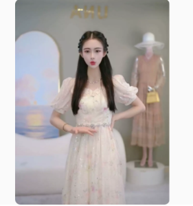 RM15673#茶歇法式高级感仙气超仙森系白色碎花连衣裙长裙女装夏季新款裙子