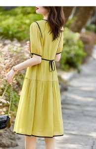 RM11979#夏季新款优雅气质牛油果色显白宽松甜美大码宽松小众连衣裙
