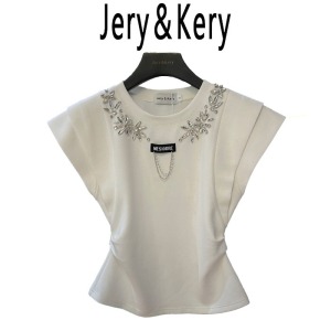 TR29905# Jery&Kery夏季时尚高级百搭背心设计师圆领重工气质纯色T恤女 服装批发女装服饰货源