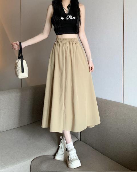 RM14770#韩版高腰显瘦中长版A字伞裙