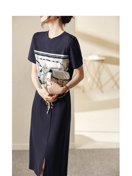 RM11917#夏季新款法式高级感开叉半身裙套装减龄显瘦洋气短袖t恤套装