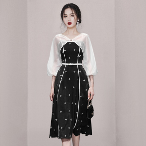 RM14438#夏季新款时尚灯笼袖外披 性感吊带收腰A裙摆韩版两件套