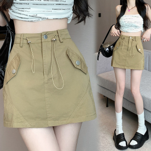 RM11522#工装半身裙女2023夏季新款小个子高腰设计感A字防走光短裤裙