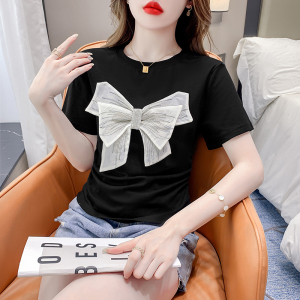 RM11534#新款胸口蝴蝶结T恤