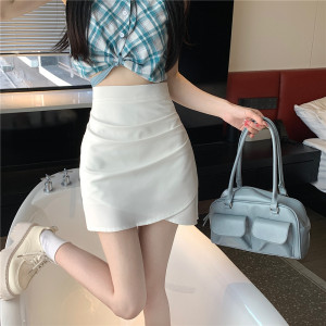 RM11500#韩版夏季新款气质高腰性感黑色不规则显瘦辣妹短裙