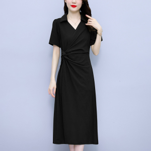 TR30461# 大码女装夏季新款不规则开叉连衣裙设计收腰性感显瘦连衣裙