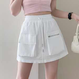 RM13368#夏装新款个性设计感小众大口袋抽绳松紧腰半身裙a字短裙