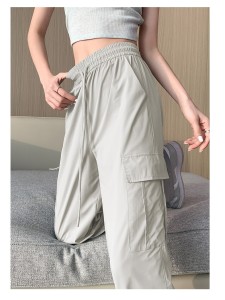 RM13397#美式工装裤女夏季薄款2023新款高腰宽松冰丝速干运动休闲阔腿裤子