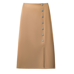RM12508#设计感西装半身裙开叉中长款新款高腰显瘦排扣a字包臀裙
