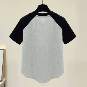 RM12106#灰色星星t恤女短袖2023夏季新款休闲宽松不规则设计感上衣ins