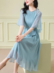 RM11765#真丝连衣裙夏季2023新款收腰气质高级感温柔法式桑蚕丝大牌仙女裙
