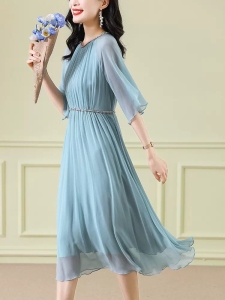 RM11765#真丝连衣裙夏季2023新款收腰气质高级感温柔法式桑蚕丝大牌仙女裙