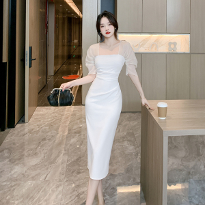 TR32929 领证白色晚礼服女小个子宴会气质洋装登记连衣裙年会平时可穿 服装批发女装批发服饰货源