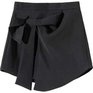 RM14047#黑色短裙裤女春季2023新款蝴蝶结设计感高腰短裤小个子半身裙